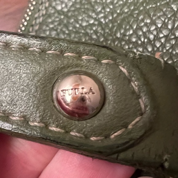 Furla Green Leather Studded Shoulder Bag - Picture 14 of 16